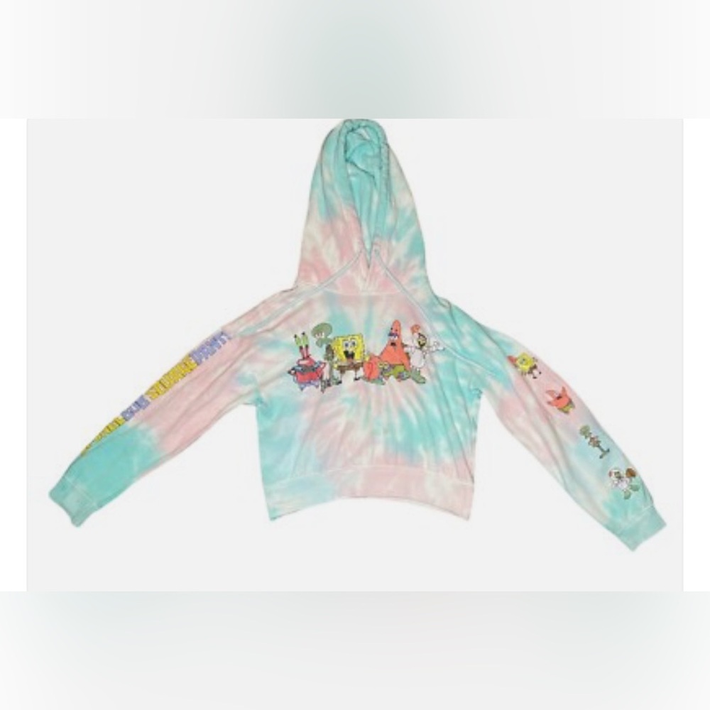 Tie-Dye SpongeBob and Patrick Cropped Hoodie